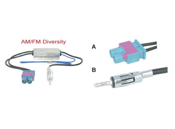 Connects2 Antenneadapter (FM) 2 x fakra til DIN ("smal" versjon)